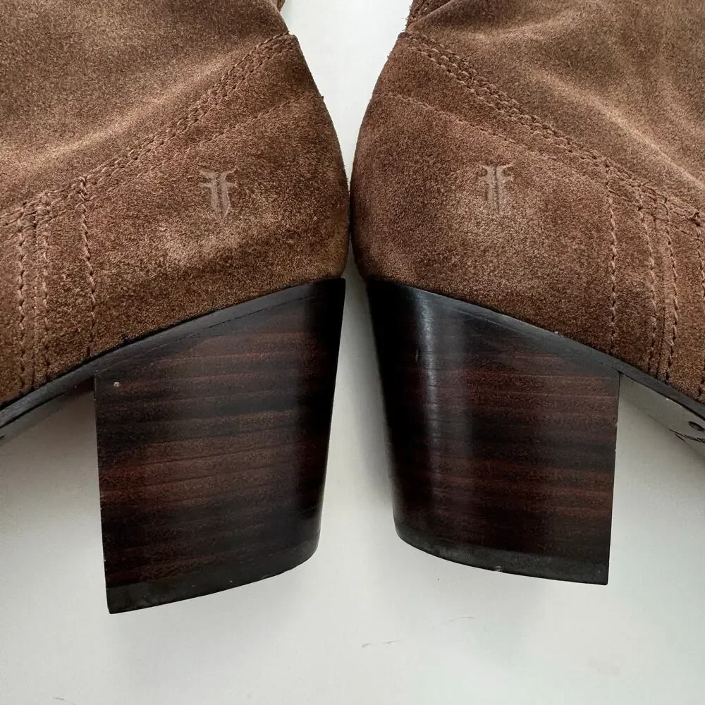FRYE Lucinda Slouch Pull-On Over the Knee Suede Unlined Boots Dark Brown 8M